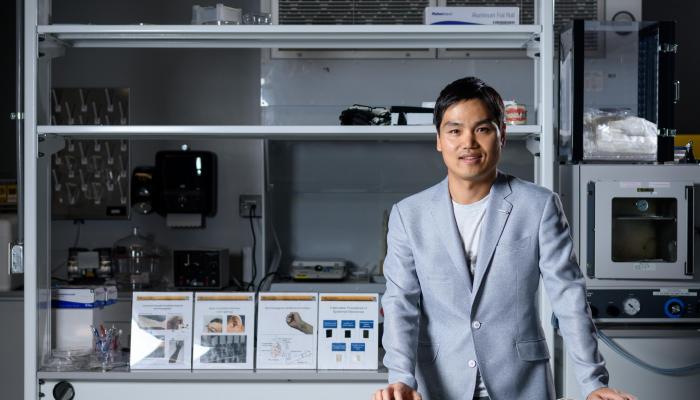 W. Hong Yeo in his lab