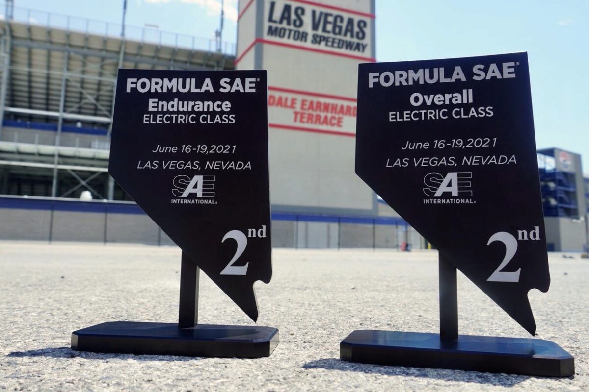 Two trophies earned by HyTech Racing