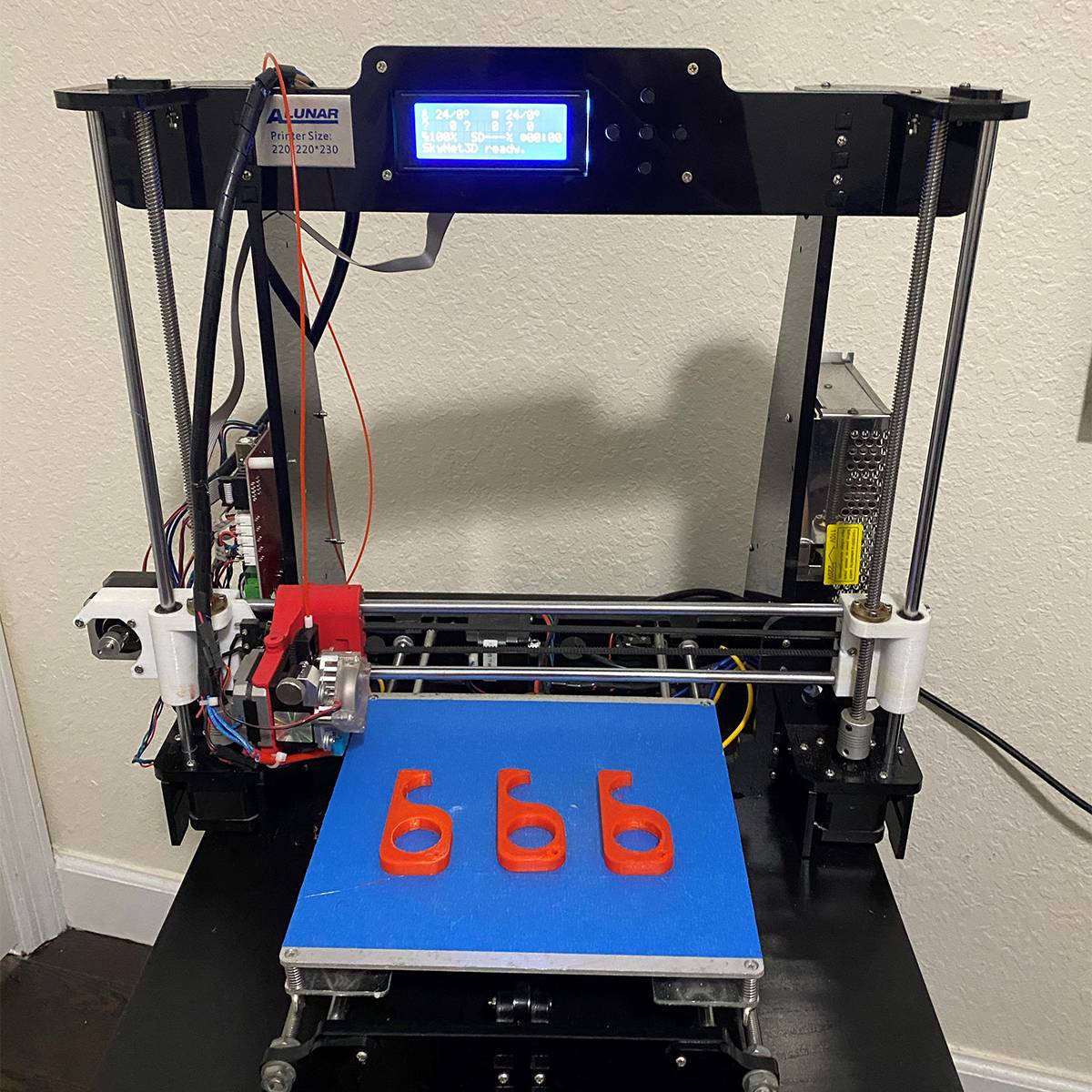 Kian Zarbaf's 3D printer and no-touch door openers on display. Kian Zarbaf's 3D printer and no-touch door openers on display.
