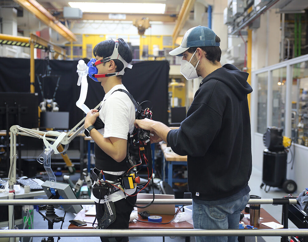Students testing a hip exoskeleton