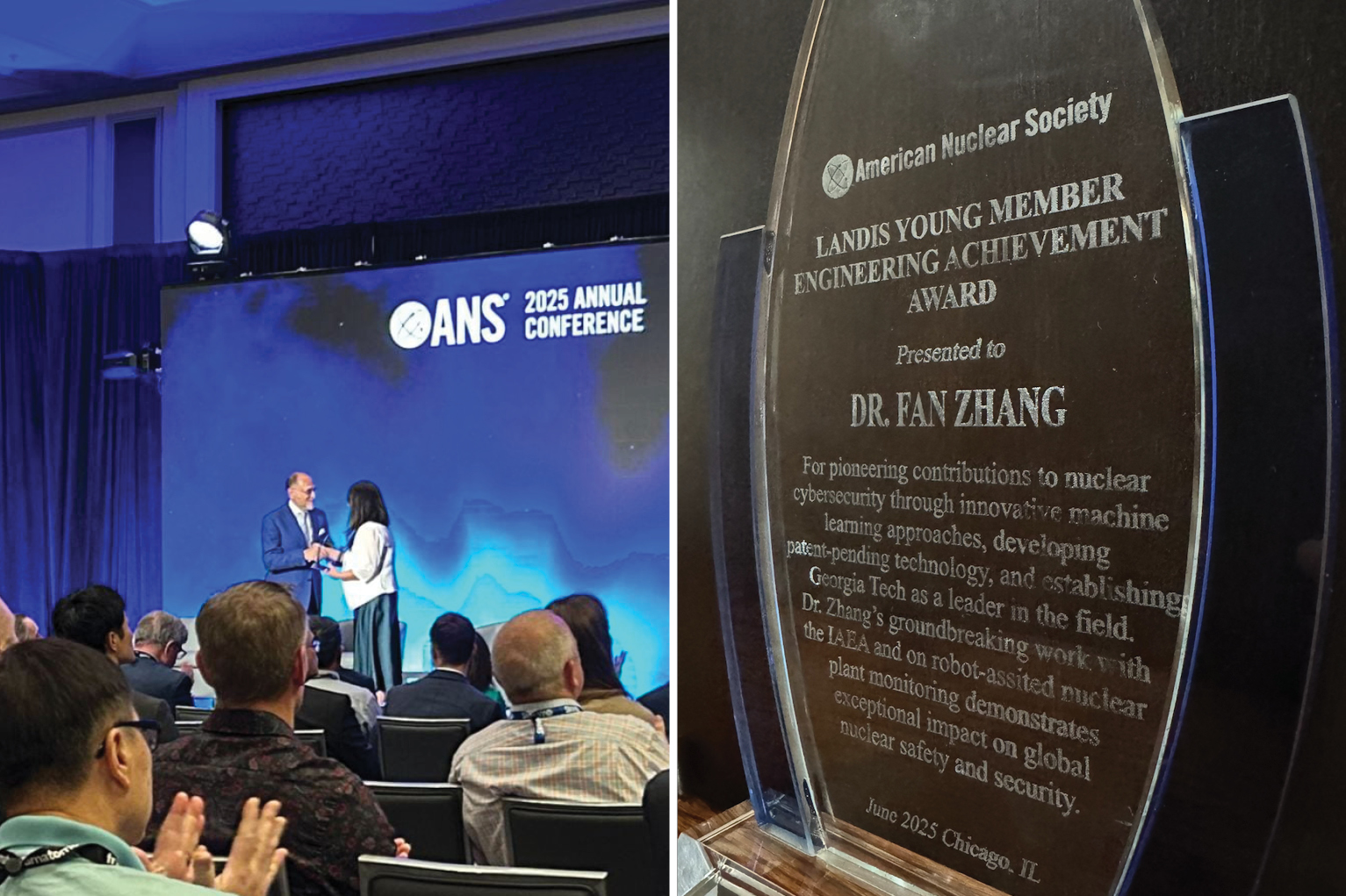 Fan Zhang Receives National Engineering Achievement Award from ANS