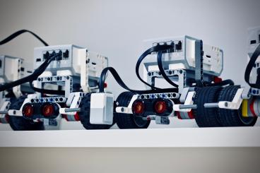 small robots in a row
