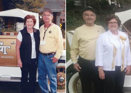 John Woodward, ME 63, and his wife, Mona, at Homecomings over the years